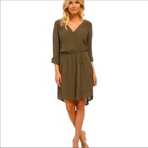 Splendid olive green faux wrap dress